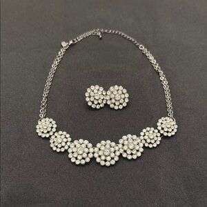 Cookie Lee Silver Floral Cluster Necklace